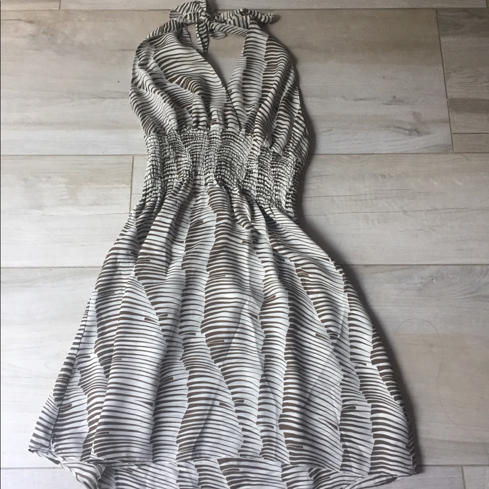 Parker Brown and White Striped Mini Dress